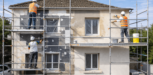 Chantier de rénovation thermique d'un bâtiment public en France