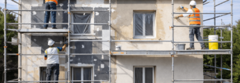 Chantier de rénovation thermique d'un bâtiment public en France